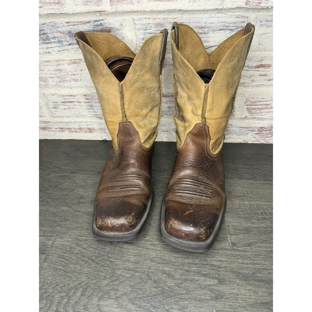 Ariat Western Boots Men 10.5 D Rambler Shoes Brown Leather  Pull On Square Toe